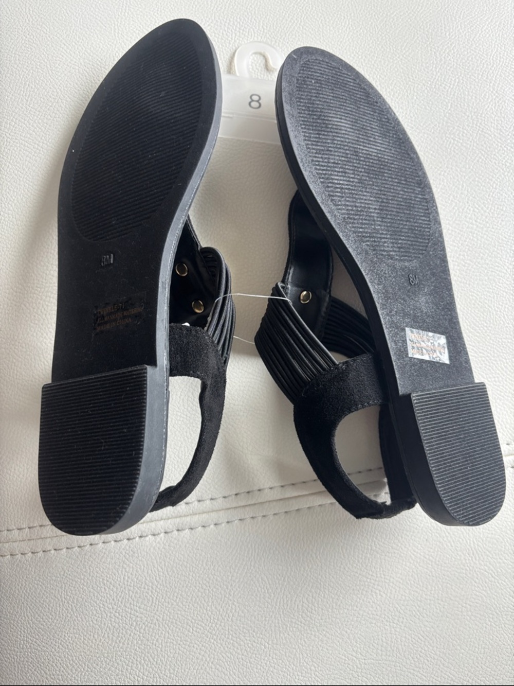 Rouge Helium Black T-Strap Sandals with Gold Medallion - Picture 3 of 3